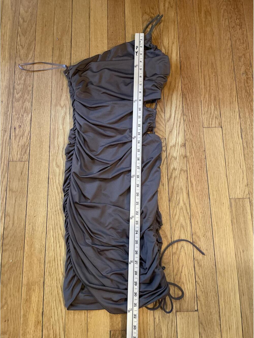 Princess Polly Klara Mini One Shoulder Cut Out Ruched Brown Size 4 - Picture 5 of 6